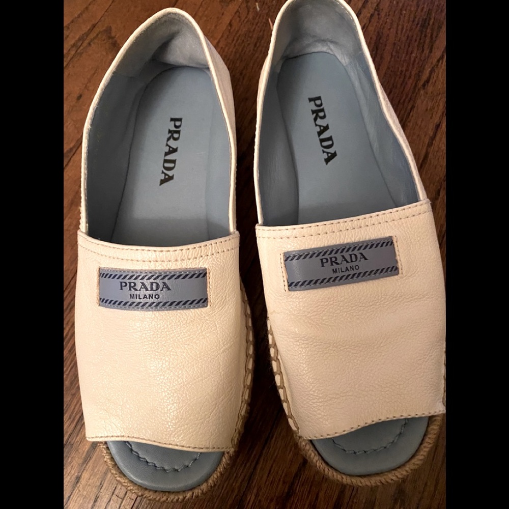COPY - Prada open toe leather espadrilles
